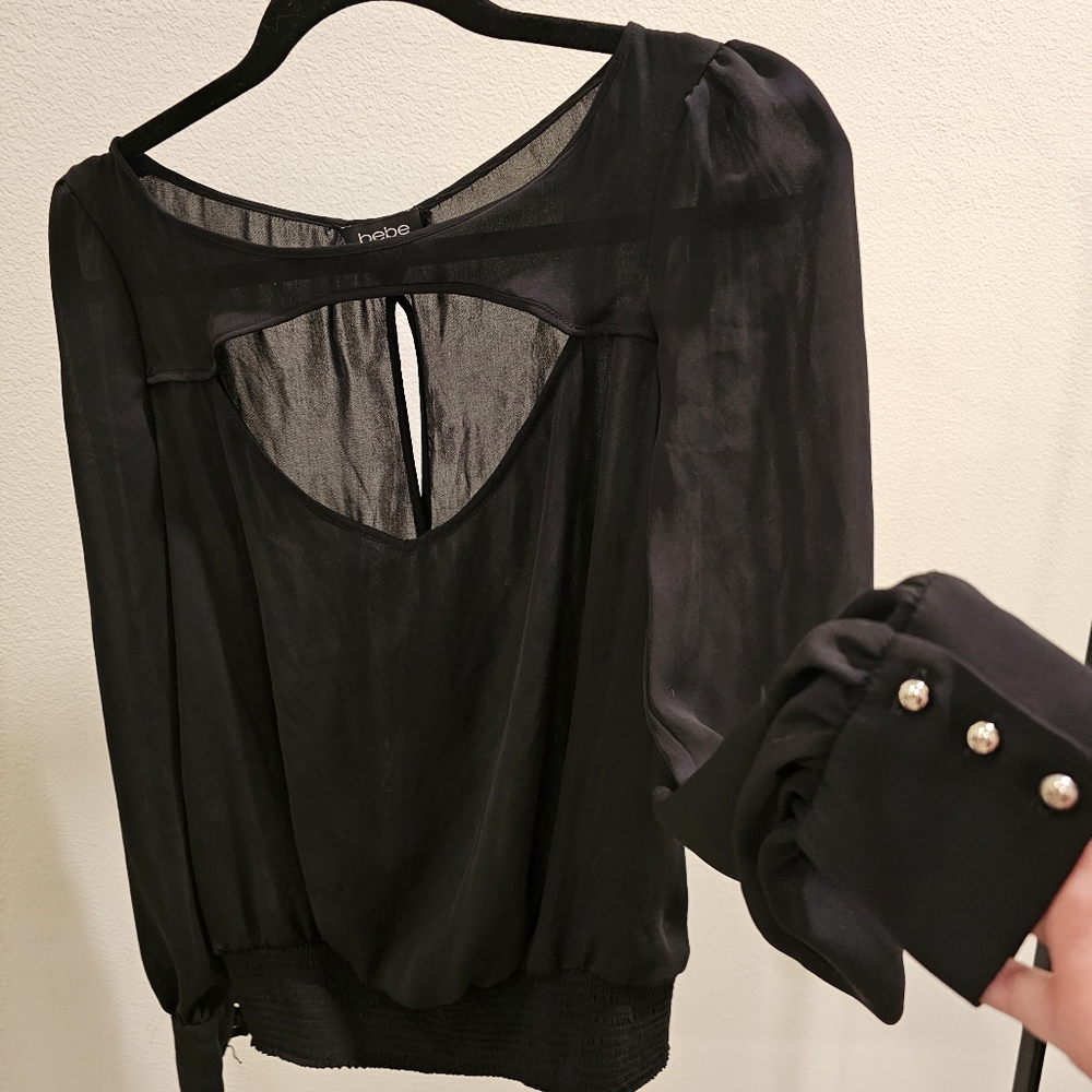 Y2k Bebe Black Sheer Women's Top